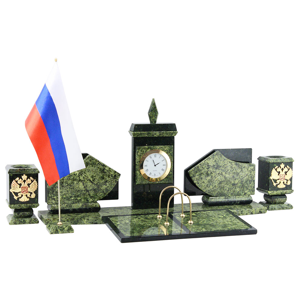 картинка Настольный набор из змеевика Герб России  от магазина Бизнес подарки+