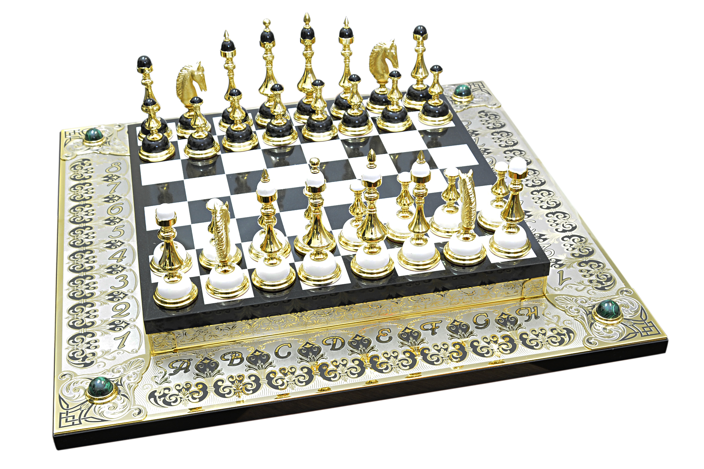 картинка Златоустовские элитные шахматы из малахита от магазина Бизнес подарки+