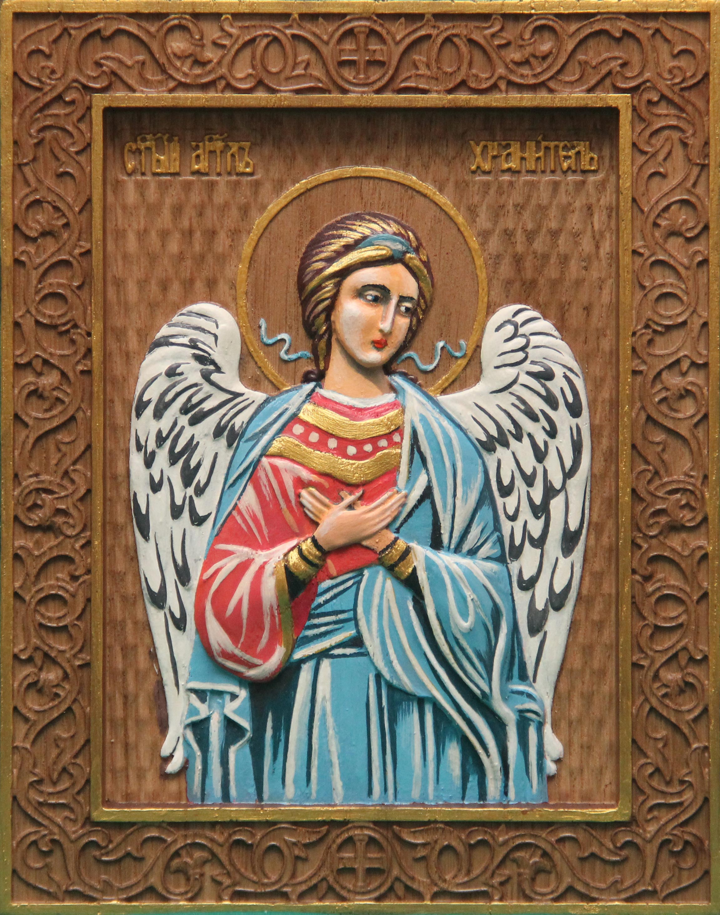 картинка Икона "Ангел хранитель" (роспись по дереву с золочением) от магазина Бизнес подарки+