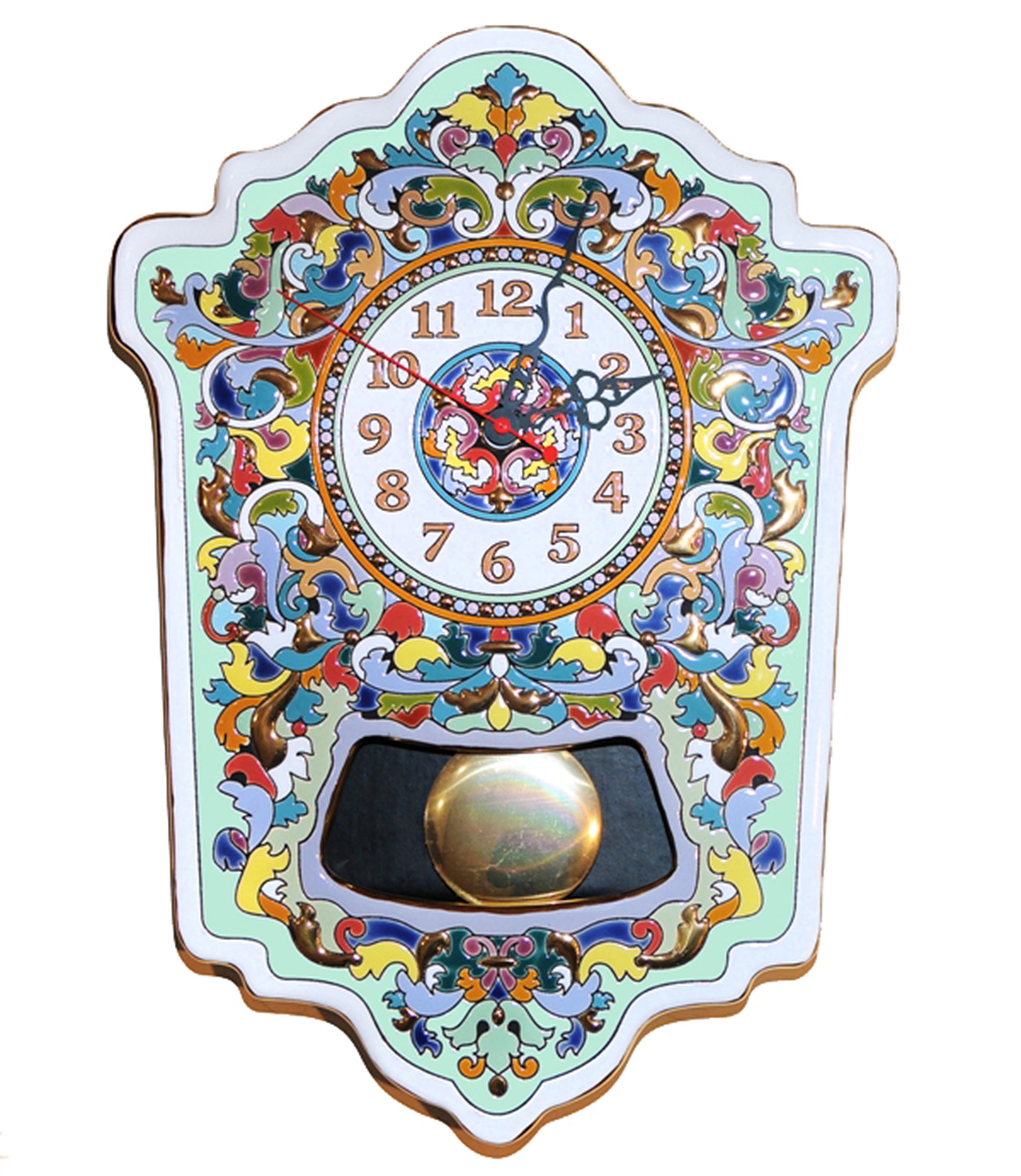 картинка Изразцовые настенные часы с маятником Красно солнышко от магазина Бизнес подарки+